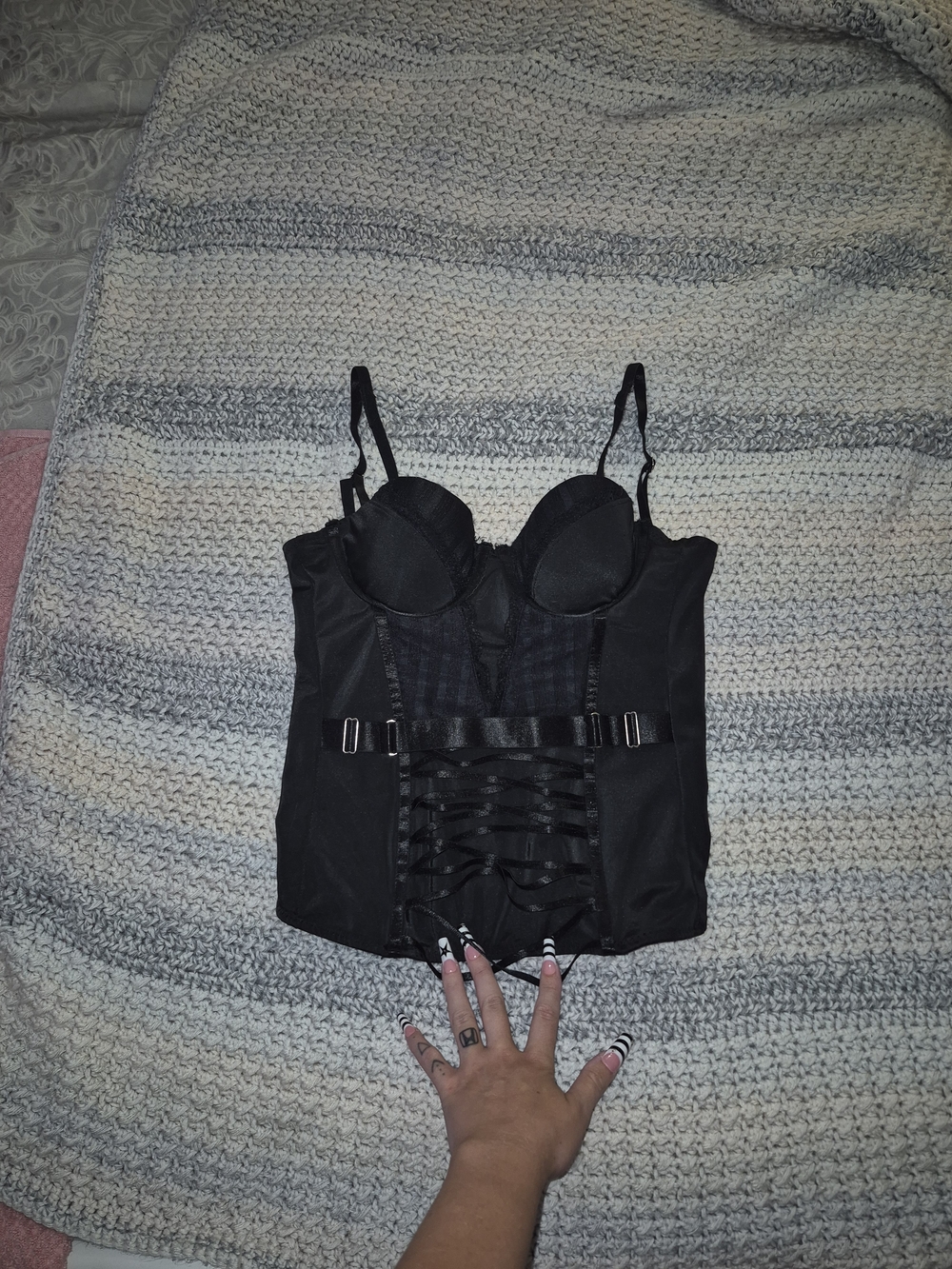 Black Lace-Up Bustier Corset Top